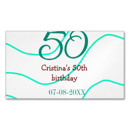 誕生日と記念日にお名前と日付を追加するグリーン・レッド50 マグネット名刺