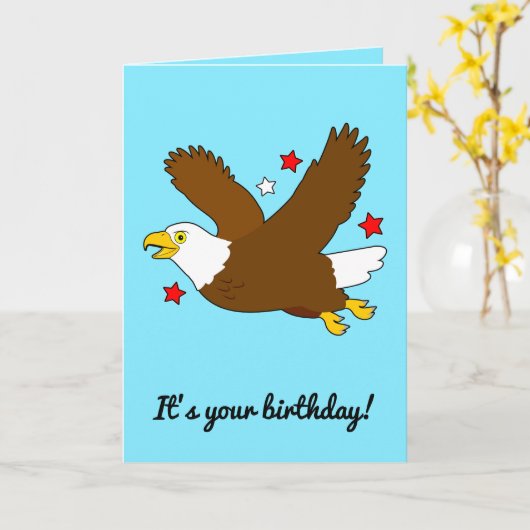 誕生日と鷲が星の間を舞う カード (黄色い花)
