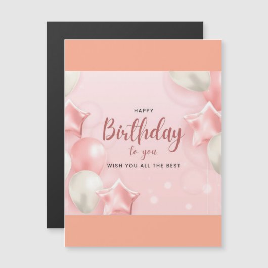 誕生日におしゃれなオリジナルの薄いマグネットカードを マグネット招待状 (正面/裏面)