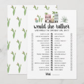 誕生日におすすめの「Would She Rather」編集可能なゲームカード 招待状 (正面/裏面)