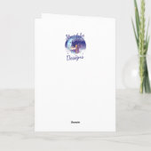 誕生日にケーキとキャンドル遊を言葉に添える サンキューカード (裏面)