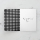 誕生日にジッパーのある黒と白のギンガムチェック カード (内部)