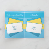 誕生日にハンサムな夫の青い写真カード カード (内部)