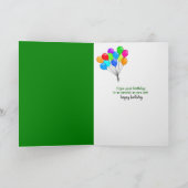 誕生日にピンクのグラスを付けたピクルス カード (内部)