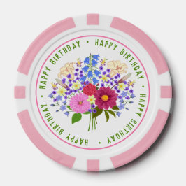 誕生日にピンクのポーカーチップス ブーケ ポーカーチップ