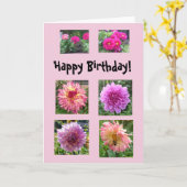 誕生日にピンクダリア！ カード (黄色い花)