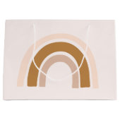 誕生日にピンク色の中性色の虹の抱き枕 ラージペーパーバッグ (正面)