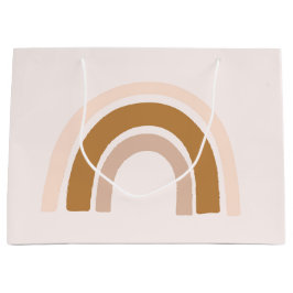 誕生日にピンク色の中性色の虹の抱き枕 ラージペーパーバッグ