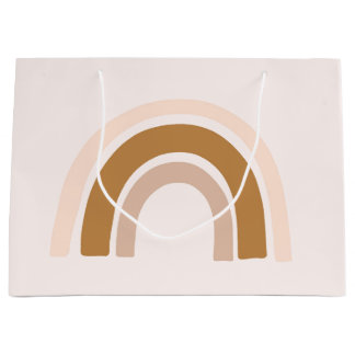 誕生日にピンク色の中性色の虹の抱き枕 ラージペーパーバッグ