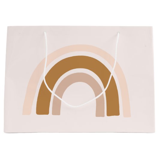 誕生日にピンク色の中性色の虹の抱き枕 ラージペーパーバッグ (正面)