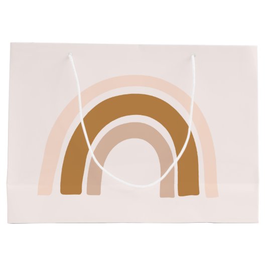 誕生日にピンク色の中性色の虹の抱き枕 ラージペーパーバッグ (裏面)