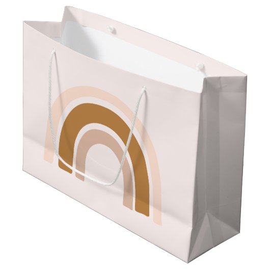 誕生日にピンク色の中性色の虹の抱き枕 ラージペーパーバッグ (正面アングル)