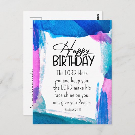 誕生日に主があなたを祝福します 数6:24-26 聖書 ポストカード (正面/裏面)