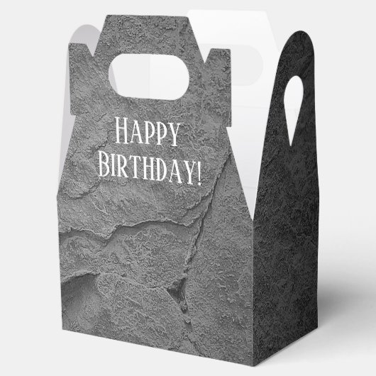 誕生日に使用するダークグレーの岩肌 フェイバーボックス (オープン)