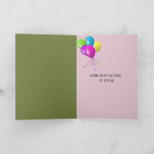 誕生日に弓を使ったピンクのチューリップブーケ カード (内部)