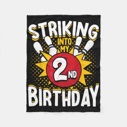 誕生日に打ち込む2回目の誕生日ボーリングテーマ フリースブランケット (正面)