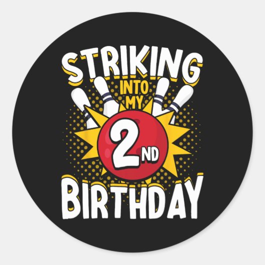 誕生日に打ち込む2回目の誕生日ボーリングテーマ ラウンドシール (正面)