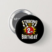 誕生日に打ち込む2回目の誕生日ボーリングテーマ 缶バッジ (正面&裏面)
