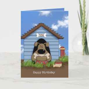 誕生日に犬の家でブルドッグ カード