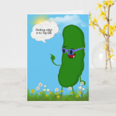 誕生日に眼鏡をかけたピクルス カード (黄色い花)