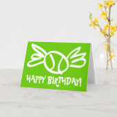 誕生日に贈るユーモアたっぷりのテニスのカード カード (黄色い花)