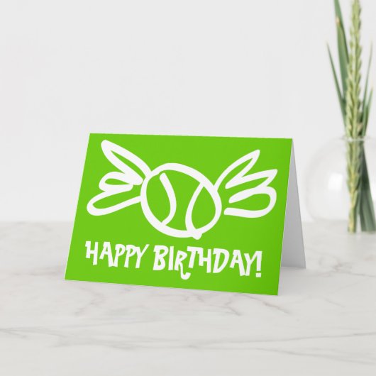 誕生日に贈るユーモアたっぷりのテニスのカード カード (正面)