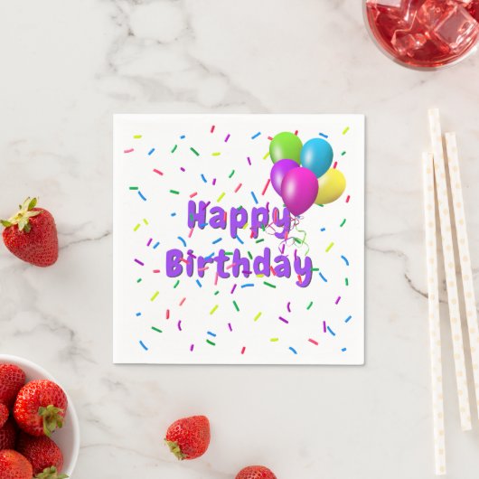 誕生日に風船を撒く スタンダードカクテルナプキン (インサイチュ)
