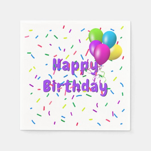誕生日に風船を撒く スタンダードカクテルナプキン (正面)