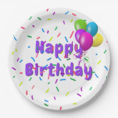 誕生日に風船を撒く ペーパープレート (正面)