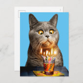 誕生日ねこグラス インビテーションポストカード (正面/裏面)