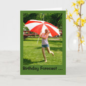 誕生日のおもしろいの傘100%のチャンスの女の子 カード (黄色い花)