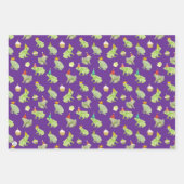 誕生日のおもしろいカエルの手で図解入りの、写真付きのかわいいカエル ラッピングペーパーシート (正面3)