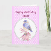 誕生日のお母さん、レース、ブルーバードの花園 カード (正面)
