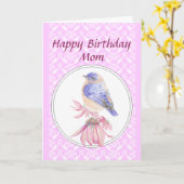 誕生日のお母さん、レース、ブルーバードの花園 カード (黄色い花)