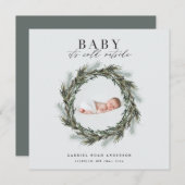 誕生日のお知らせクリスマスフォトホリデーカード 案内状 (正面/裏面)