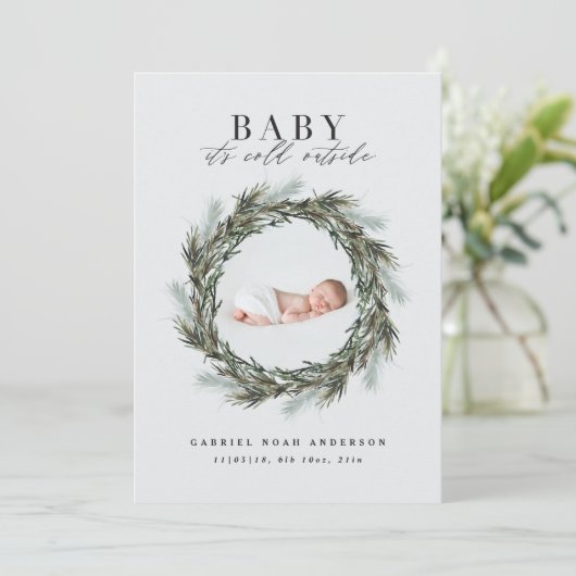 誕生日のお知らせクリスマスフォトホリデーカード 案内状 (スタンド正面)