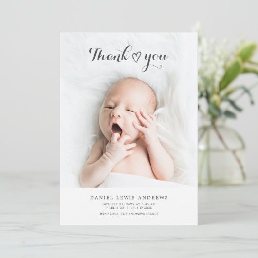 誕生日のお知らせフォトカ生まれたばかりのード 案内状 (スタンド正面)