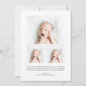 誕生日のお知らせフォトカ生まれたばかりのード 案内状 (裏面)