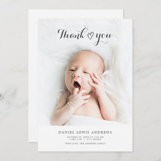 誕生日のお知らせフォトカ生まれたばかりのード 案内状 (正面/裏面)