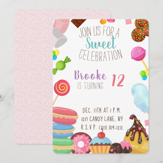 誕生日のお祝い 招待状 (正面/裏面)