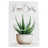 誕生日のためのポットに入った多肉植物 ミディアムペーパーバッグ (正面)