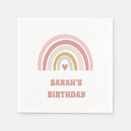 誕生日のためのレインボーピンクパーティー紙 スタンダードカクテルナプキン