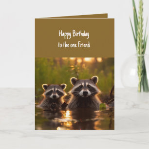 誕生日のためのワンフレンドアライグマかわいい カード