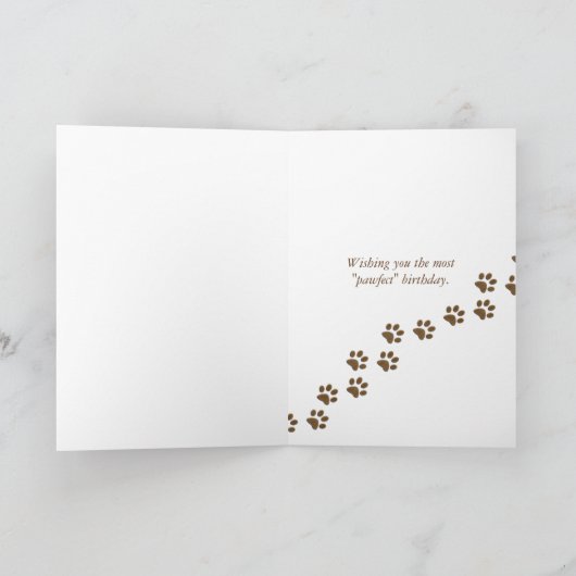 誕生日のための人の手の犬の足 カード (内部)