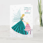 誕生日のための女の子3魔法の妖精照明キャンドル カード (正面)