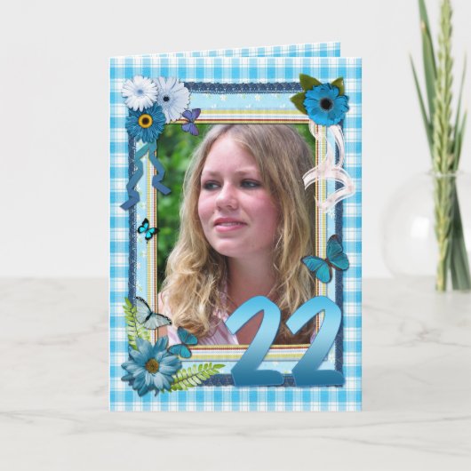誕生日のための第22写真カード カード (正面)