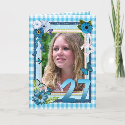 誕生日のための第27写真カード カード (正面)