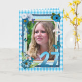 誕生日のための第27写真カード カード (黄色い花)