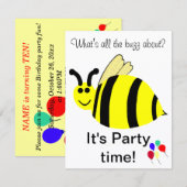 誕生日のまわりにパーティーバルーン招待状 招待状 (正面/裏面)