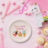 誕生日のアイスクリームのイラストレーション ペーパープレート (パーティー)